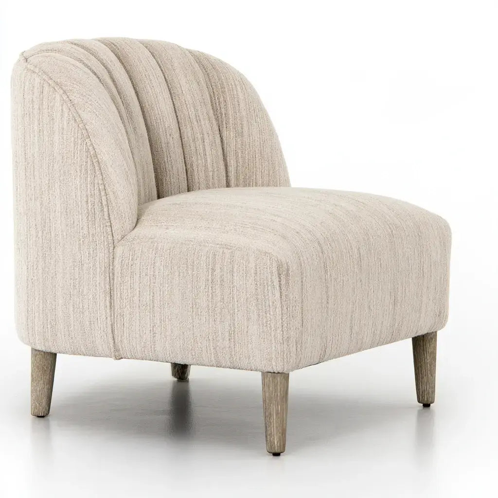 Sillón sin brazos con tapizado acanalado - beige
