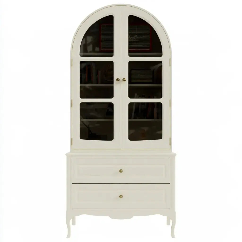 Vitrina arqueada con cajones inferiores - blanco