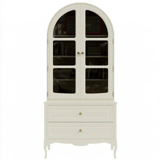 Vitrina arqueada con cajones inferiores - blanco