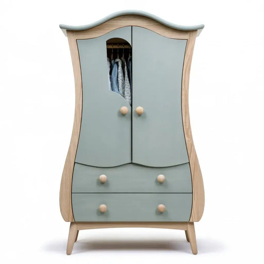 Armario con contorno curvo y cajones bajos - azul/beige