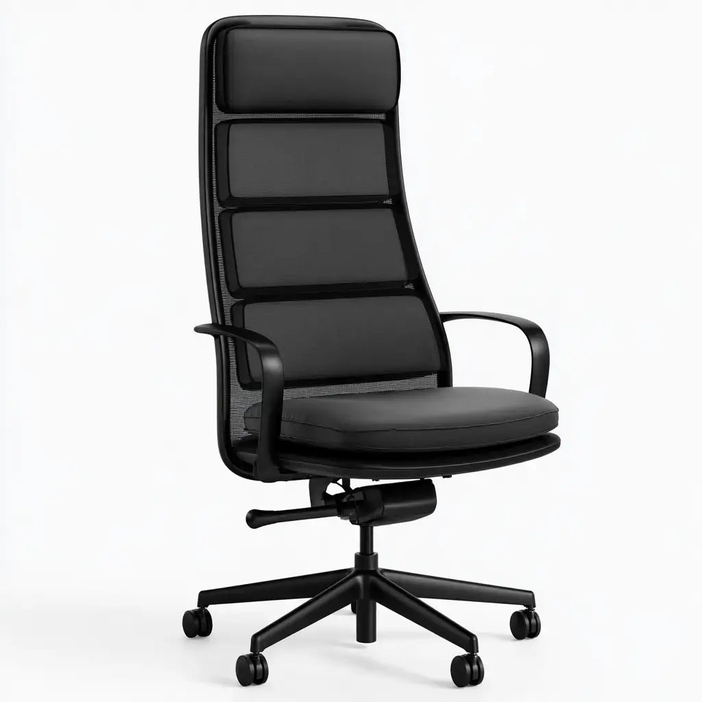 Silla de oficina con respaldo alto y ruedas - negro