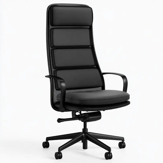 Silla de oficina con respaldo alto y ruedas - negro