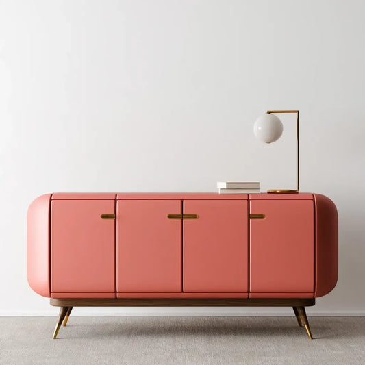Aparador con puertas curvas y patas inclinadas - rosa