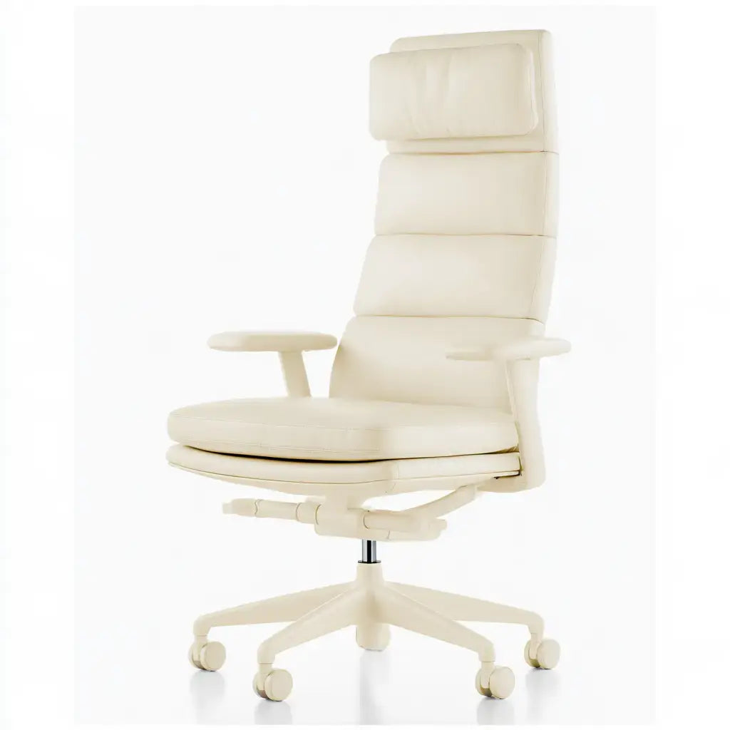 Silla de oficina con respaldo acolchado y ruedas - beige
