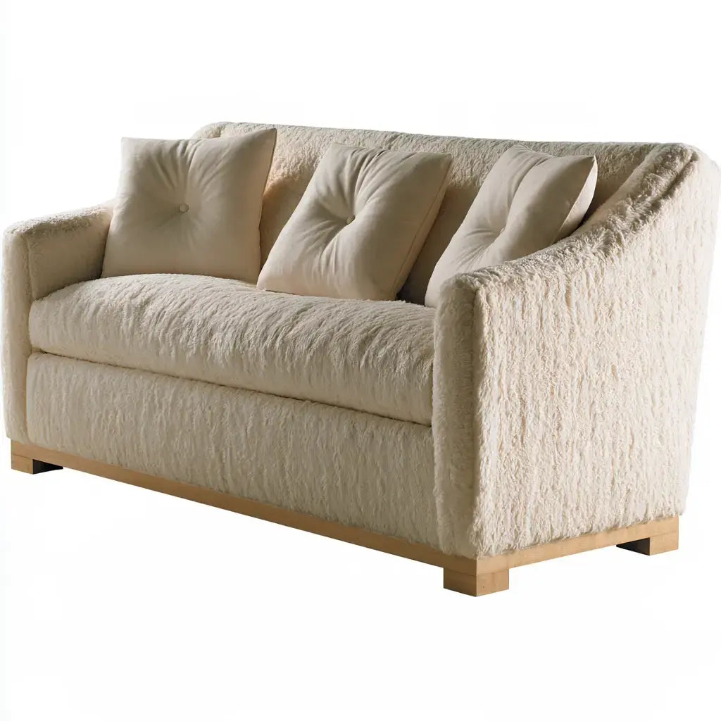 Sofá con brazos rectos y tapizado texturizado - beige