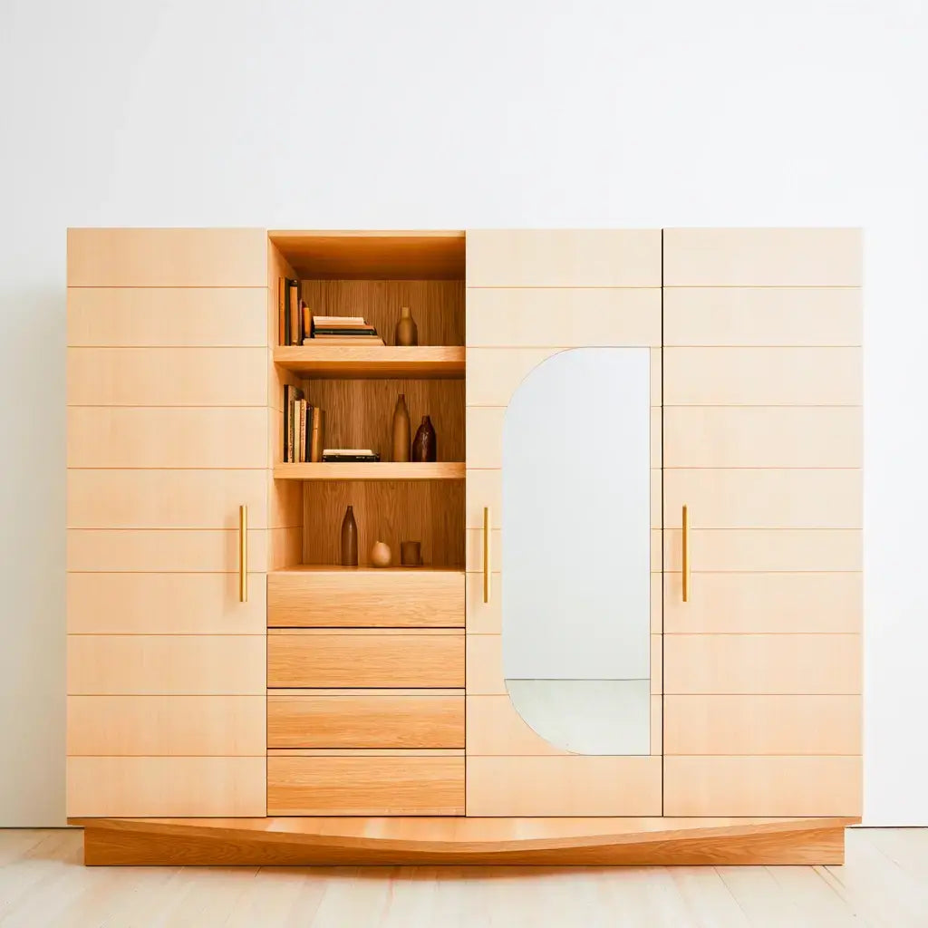 Armario con puertas laterales y módulos centrales - beige